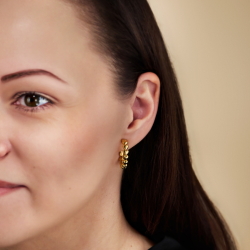 Traveller Clip-on Earrings - Hoops - Gold Coloured - Hoop 24 mm - Hearts - Gold Plated - 157686