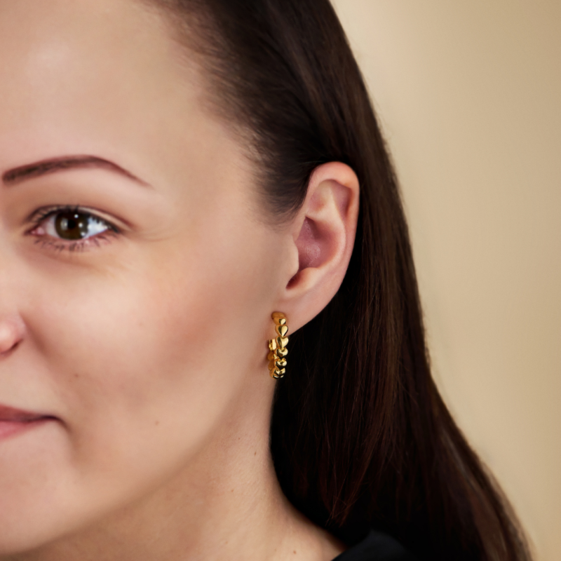 Traveller Clip-on Earrings - Hoops - Gold Coloured - Hoop 24 mm - Hearts - Gold Plated - 157686