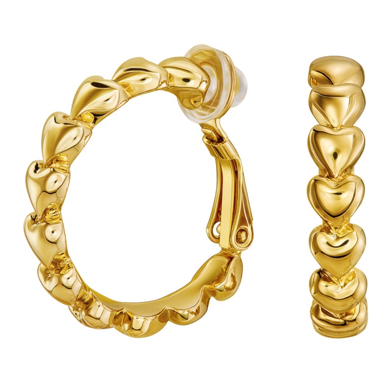 Traveller Ohrclips - Creolen - Goldfarbe - 24 mm - Herze - Vergoldet - 157686