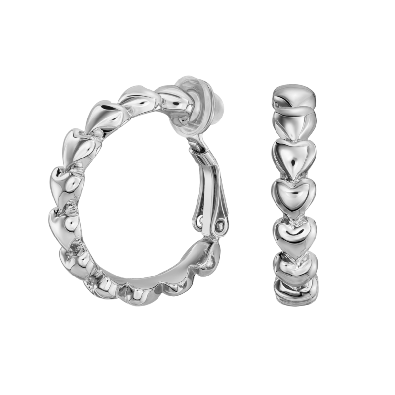 Traveller Ohrclips - Creolen - Silberfarbe - 24 mm - Herze - Platiniert - 157687