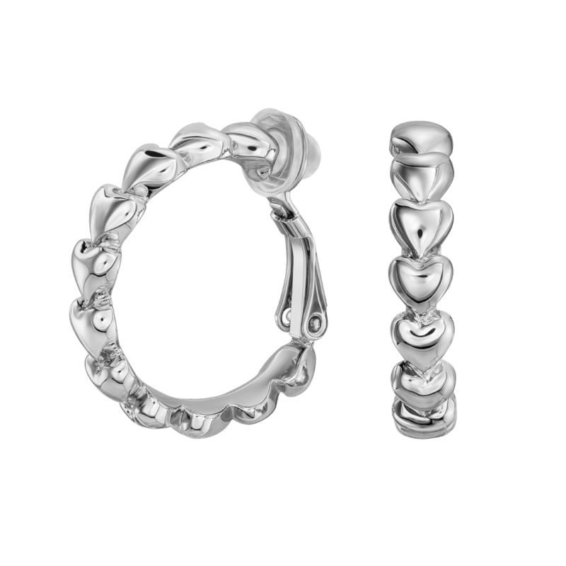 Traveller Oorclips - Oorringen - Zilverkleurig - Ring 24 mm - Hartjes - Geplatineerd - 157687