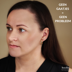 Traveller Clip Oorbellen - Oorringen - Goudkleurig & Zilverkleurig - Bicolor - 24 mm - Hartjes - Verguld&Geplatineerd - 157688