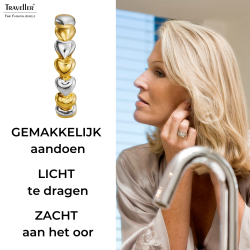 Traveller Clip Oorbellen - Oorringen - Goudkleurig & Zilverkleurig - Bicolor - 24 mm - Hartjes - Verguld&Geplatineerd - 157688