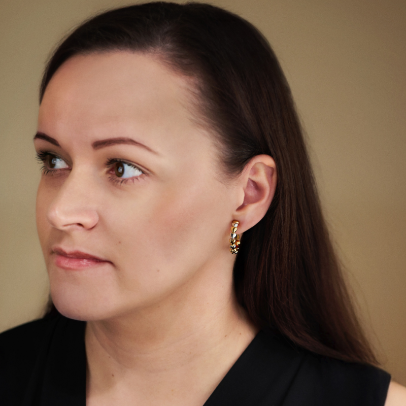 Traveller Clip-on Earrings - Hoops - Gold & Silver Coloured - 24 mm - Hearts - Gold & Platinum Plated - 157686