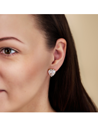 Traveller Clip-on Earrings - Gold Coloured - Zirkonia - Gold Plated - Heart - 13x12 mm - 157674