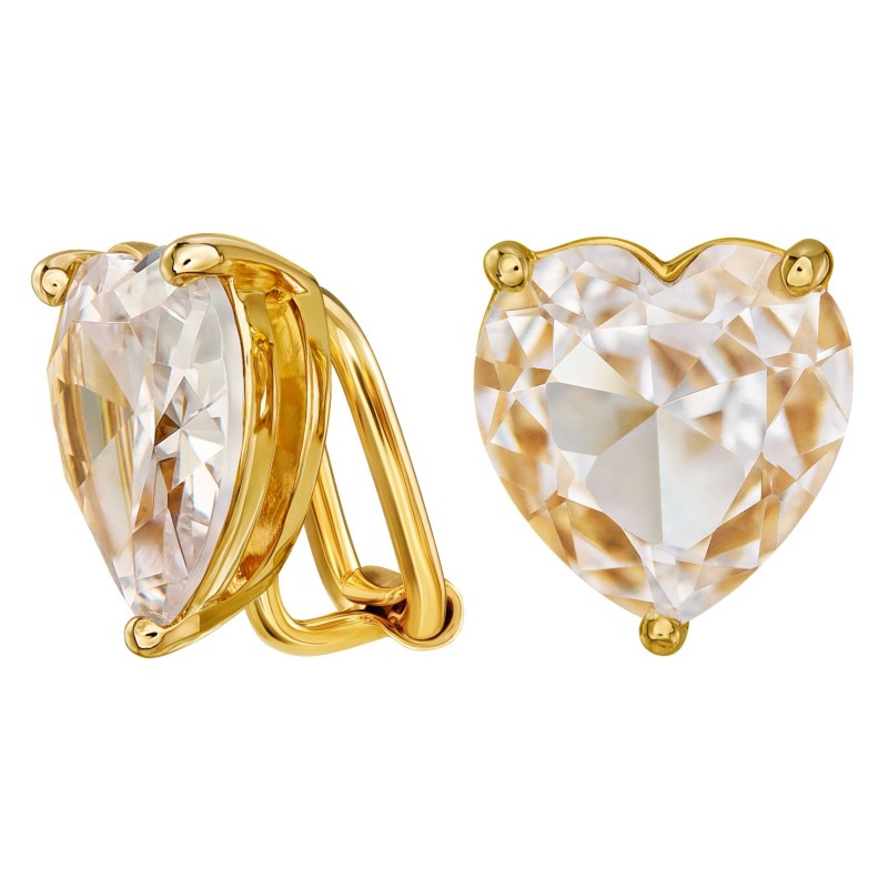 Traveller Ohrclips - Goldfarbe - Zirkonia - Vergoldet - Herz - 13x12 mm - 157674