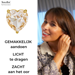 Traveller Clip Oorbellen - Goudkleurig - Zirkonia - Verguld - Hart - 13x12 mm - 157674
