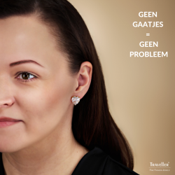 Traveller Clip Oorbellen - Goudkleurig - Zirkonia - Verguld - Hart - 13x12 mm - 157674