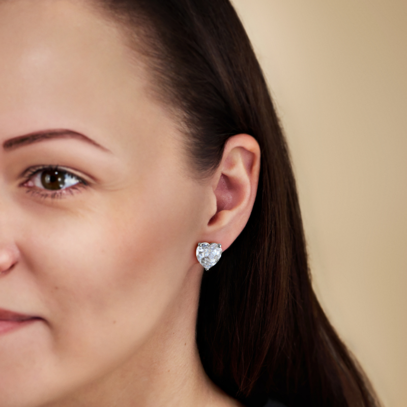 Traveller Clip-on Earrings - Silver Coloured - Zirkonia - Platinum Plated - Heart - 13x12 mm - 157675