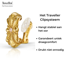 Traveller Clip Oorbellen - Goudkleurig - Kristallen - Verguld - 20x10 mm - 157702