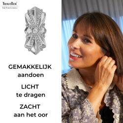 Traveller Clip Oorbellen - Zilverkleurig - Kristallen - Geplatineerd - 20x10 mm - 157703