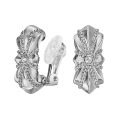 Traveller Clip Oorbellen - Zilverkleurig - Kristallen - Geplatineerd - 20x10 mm - 157703