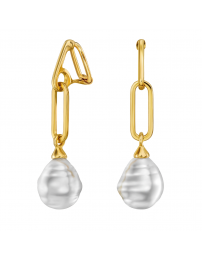 Traveller Clip-on Earrings - Drop Earring - Baroque Pearls - 14x12 mm - White...