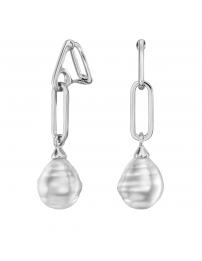 Traveller Clip-on Earrings - Drop Earring - Baroque Pearls - 14x12mm - White...