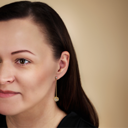 Traveller Drop Earrings - Gold Coloured - Crystals - Gold Plated - 45x10 mm