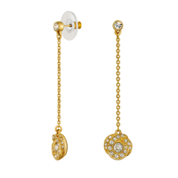 Traveller Drop Earrings - Gold Coloured - Crystals - Gold Plated - 45x10 mm - 157706