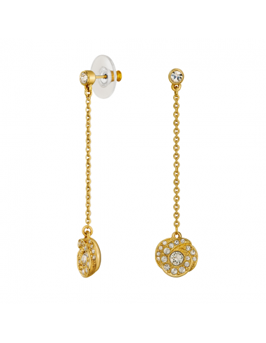 Traveller Drop Earrings - Gold Coloured - Crystals - Gold Plated - 45x10 mm - 157706