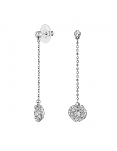 Traveller Drop Earrings - Silver Coloured - Crystals - Platinum Plated - 45x10 mm - 157707
