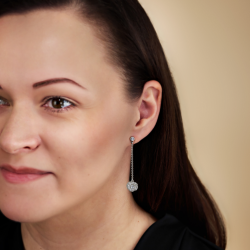 Traveller Oorhangers - Zilverkleurig - Kristallen - Geplatineerd -  45x10 mm - 157707