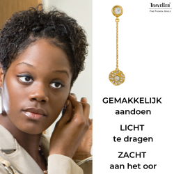 Traveller Clip Oorbellen - Hangers - Goudkleurig - Kristallen - Verguld - 50x10 mm - 157708