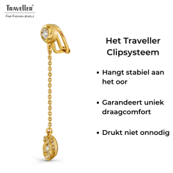 Traveller Clip Oorbellen - Hangers - Goudkleurig - Kristallen - Verguld - 50x10 mm - 157708