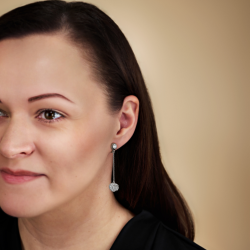 Traveller Clip Oorbellen - Hangers - Zilverkleurig - Kristallen - Geplatineerd - 50x10 mm