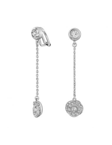 Traveller Clip-on Earrings - Drop Earring - Platinum Plated - Crystals - 50x10 mm - 157709