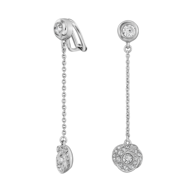 Traveller Ohrclips - Hänger - Silberfarbe - Kristalle - Platniert - 50x10 mm - 157709 