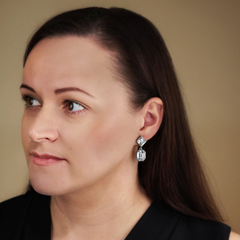 Traveller Clip-on Earrings - Drop Earring - Silver Coloured - Crystals - Platinum Plated - 30x13mm - 157697