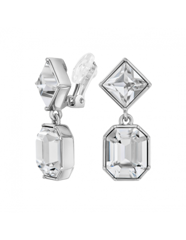 Traveller Clip-on Earrings - Drop Earring - Silver Coloured - Crystals - Platinum Plated - 30x13mm - 157697