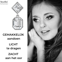 Traveller Clip Oorbellen - Hangers - Zilverkleurig - Kristallen - Geplatineerd - 30x13mm - 157697