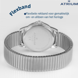 ATRIUM Watch - Men - Stainless Steel - Flexible Stretch Strap (21cm) - 5 Bar - Date - Quarts