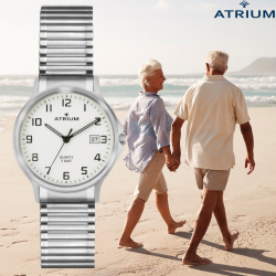 ATRIUM Horloge - Heren - Rekband - Edelstaal - Zilverkleurig - A12-50