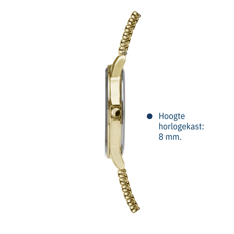 ATRIUM Horloge - Heren - Edelstaal - Goudkleurig - Flexibele Rekband (21cm) - 5 Bar - Datum - Quartz