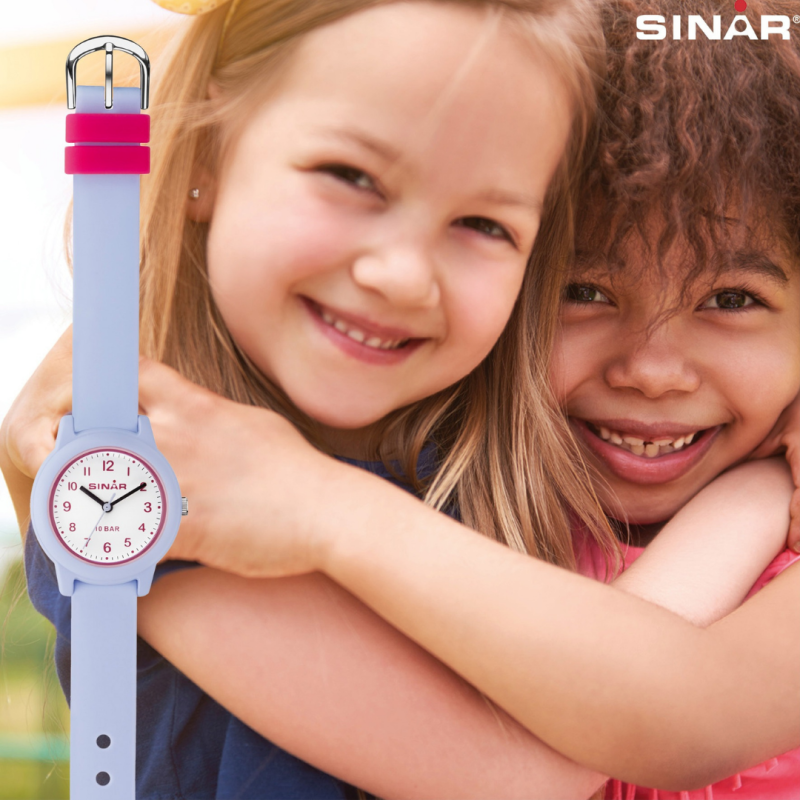 Sinar Watch- Girls - Lilac - Analogue - 10 Bar - 28 mm - Soft Adjustable Strap (12-17.5 cm) - XB-24-6 Sinar Watch- Girls - Lilac - Analogue - 10 Bar - 28 mm - Soft Adjustable Strap (12-17.5 cm) - XB-24-6