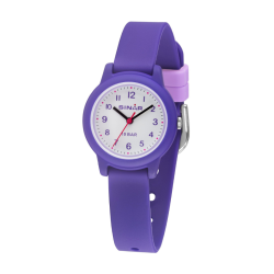 Sinar Watch- Girls - Purple - Analogue - 10 Bar - 28 mm - Soft Adjustable Strap (12-17.5 cm) - XB-24-7