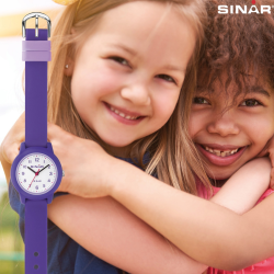 Sinar Uhr- Mädchen - Violett - Analog - 10 Bar - 28 mm - Weiches Verstellbares Band (12-17,5 cm)