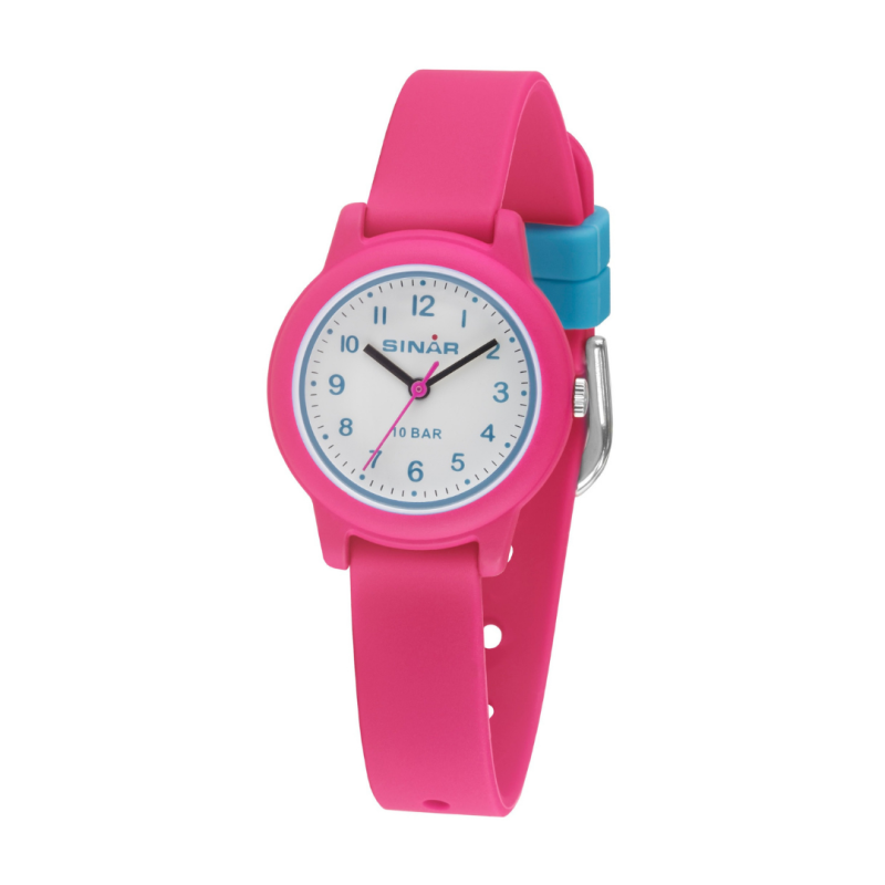 Sinar Horloge- Meisjes - Roze - Analoog - 10 Bar - 28 mm - Zacht Verstelbaar Bandje (12-17,5 cm) - XB-24-8