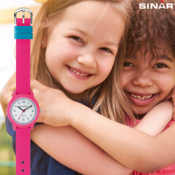 Sinar Uhr- Mädchen - Rosa - Analog - 10 Bar - 28 mm - Weiches Verstellbares Band (12-17,5 cm)