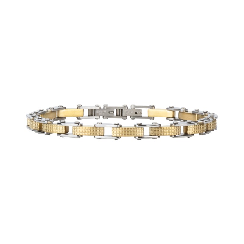 Traveller Armband - Heren - Zilverkleurig & Goudkleurig - Edelstaal - verguld - 21 x 0,6 cm - 181060
