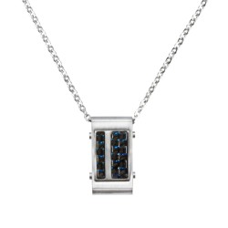 Traveller Hanger met ketting - Heren - Edelstaal - Zwart Carbon - Blauw -...