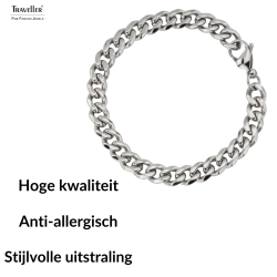 Traveller Armband - Heren - Zilverkleurig - Edelstaal - Schakels - 22 x 0,9 mm - 180958
