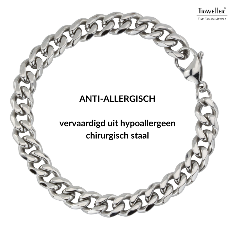 Traveller Armband - Heren - Zilverkleurig - Edelstaal - Schakels - 22 x 0,9 mm - 180958