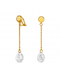 Traveller Clip-on Earrings - Drop Earring - Baroque Pearls - 10x8mm - White -...