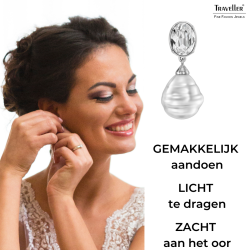 Traveller Clip Oorbellen - Hangers - Zilverkleurig - Barok Parels - 20x17mm - Kristallen - Geplatineerd - 42x17mm - 114285