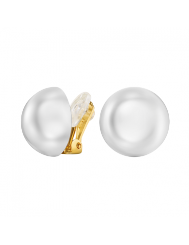 Traveller Clip-on Earrings - Gold Coloured - Pearls - 16 mm - White - Gold Plated - 700217