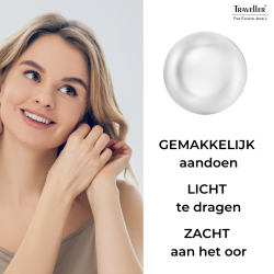 Traveller Clip Oorbellen - Goudkleurig - Parels - 16 mm - Wit - Verguld - 700217