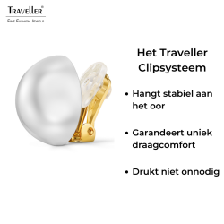 Traveller Clip Oorbellen - Goudkleurig - Parels - 16 mm - Wit - Verguld - 700217