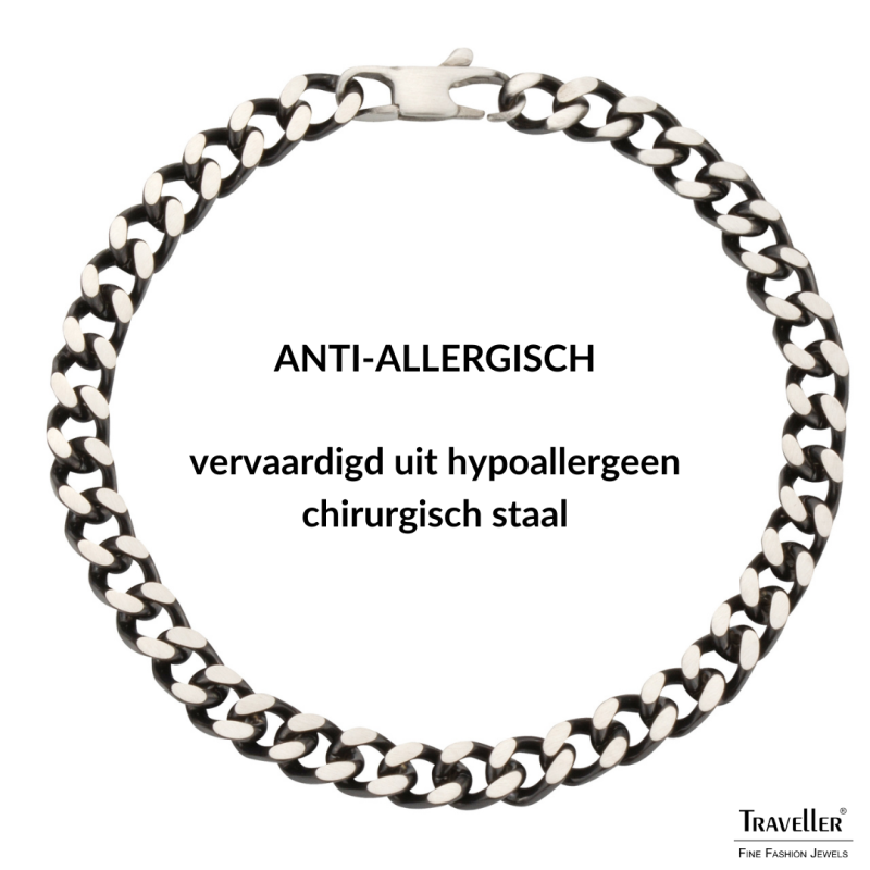 Traveller Armband - Heren - Zilverkleurig - Edelstaal - Schakels - 22 cm - 181199