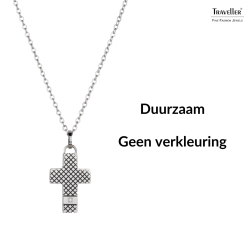Traveller Ketting met Hanger - Heren - Edelstaal - Zirkonia - 50 + 5 cm - 1811995